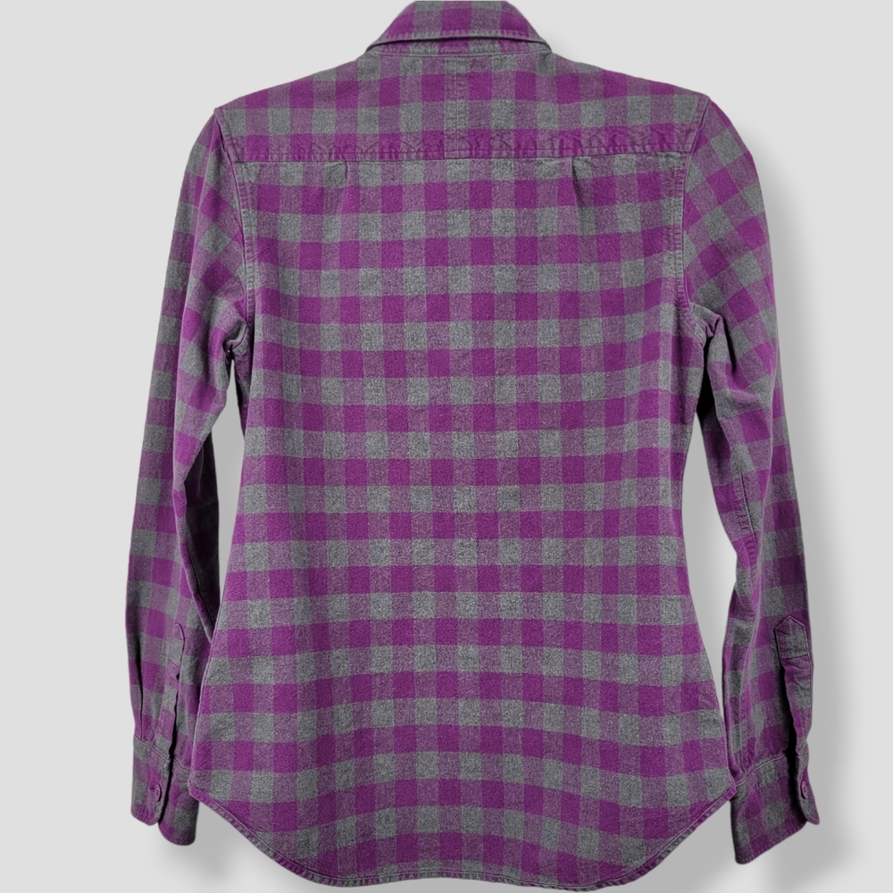Retro Y2K MadeMe Buffalo Check Plaid Flannel Button Down Shirt Purple - Picture 10 of 14